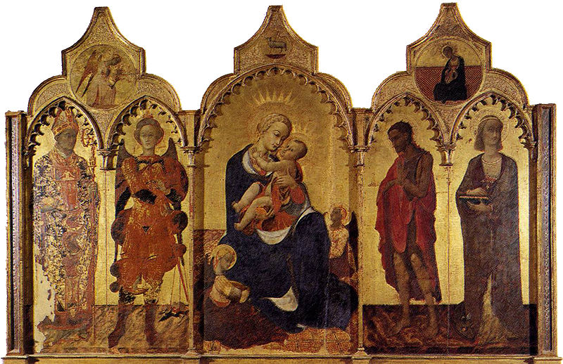 Sassetta Oil Painting, madonna col Bambino e quattro santi