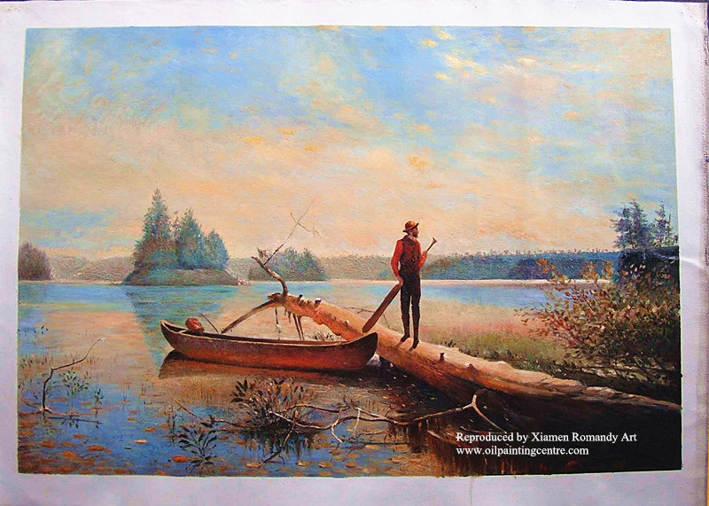 An Adirondack Lake -Winslow Homer Oil Painting 