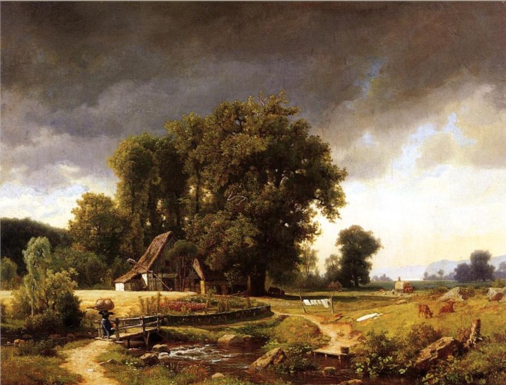"Westphalian Landscape" Oil Painting Albert Bierstadt 
