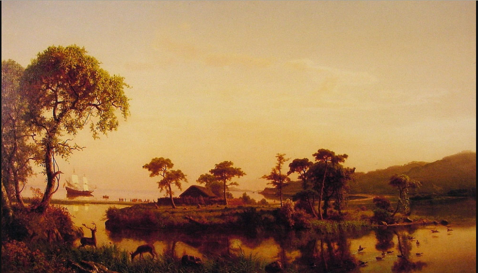 "Gosnold at Cuttyhunk" - Oil Painting Albert Bierstadt 