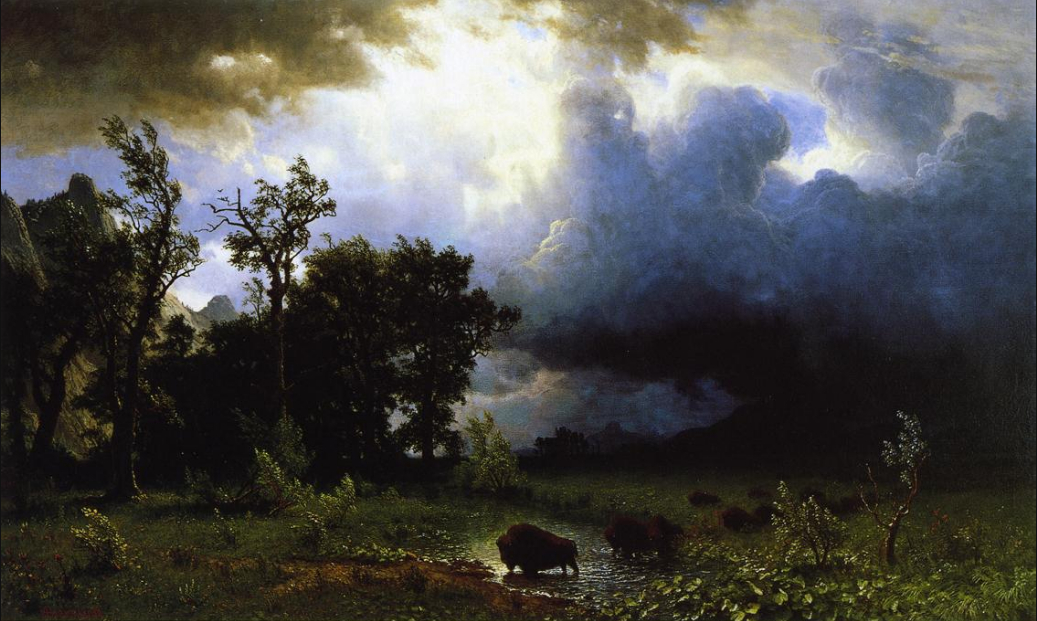 "Buffalo Trail the Impending Storm"-Oil Painting Albert Bierstadt