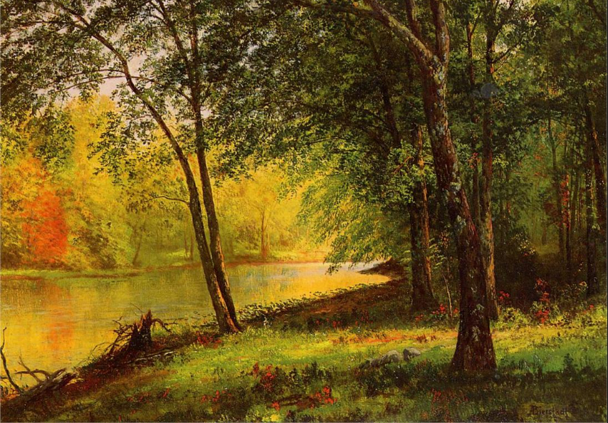"Merced River, California" -Oil Painting Albert Bierstadt