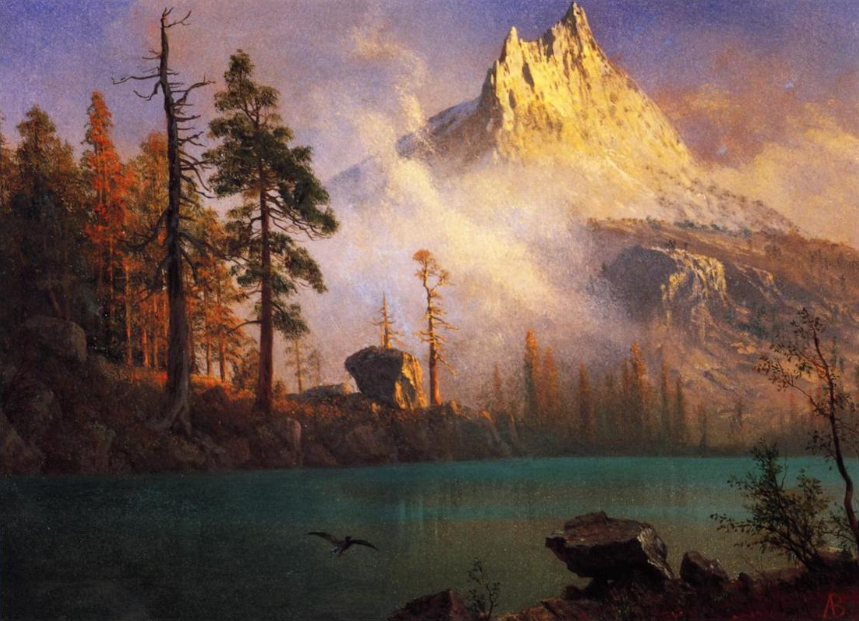 "Mountain Lake" -Oil Painting Albert Bierstadt