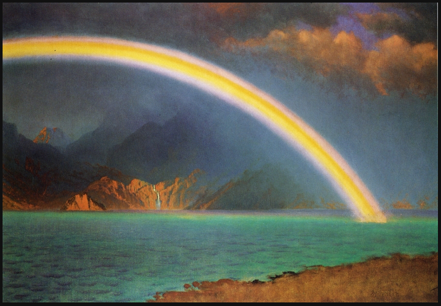 "Rainbow over Jenny Lake, Wyoming" -Oil Painting Albert Bierstadt 